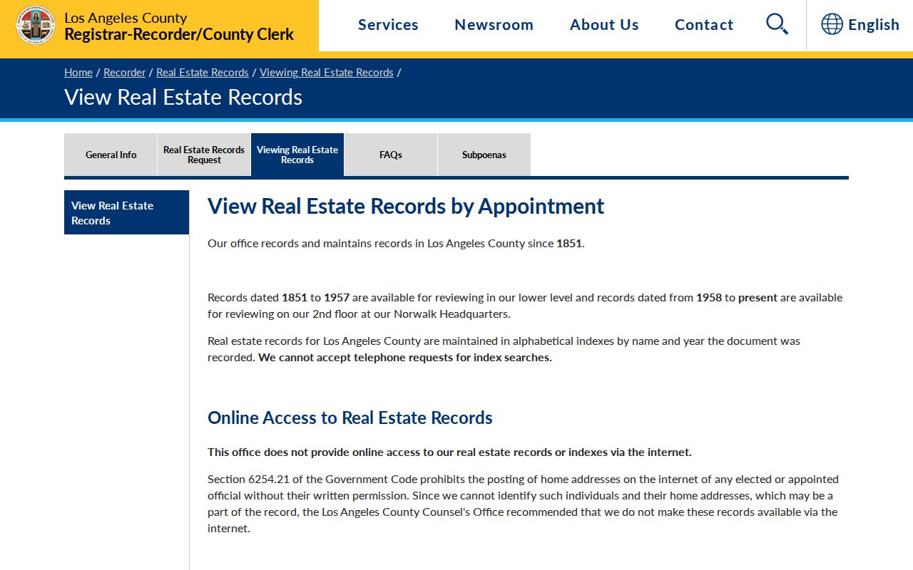 Alhambra residents directory Los Angeles County recorder deed index access