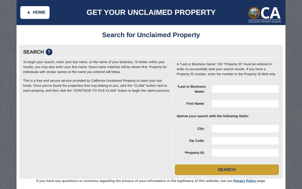 Alhambra resident lookup California unclaimed property name search
