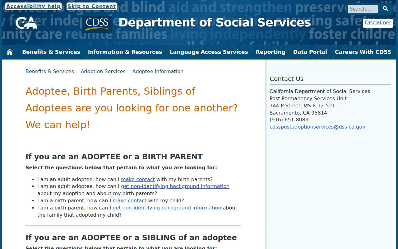 Alhambra resident lookup official California adoptee information channel