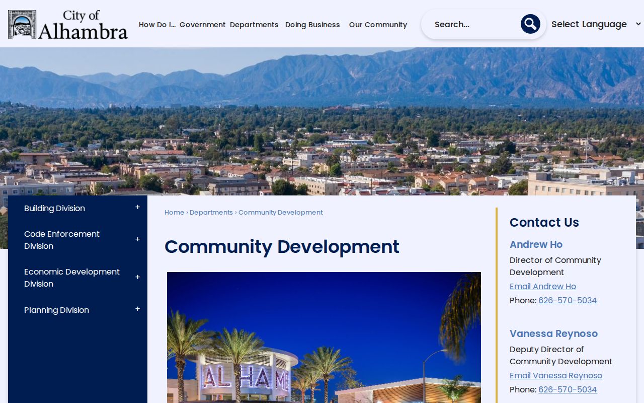 Alhambra street directory Community Development permit services